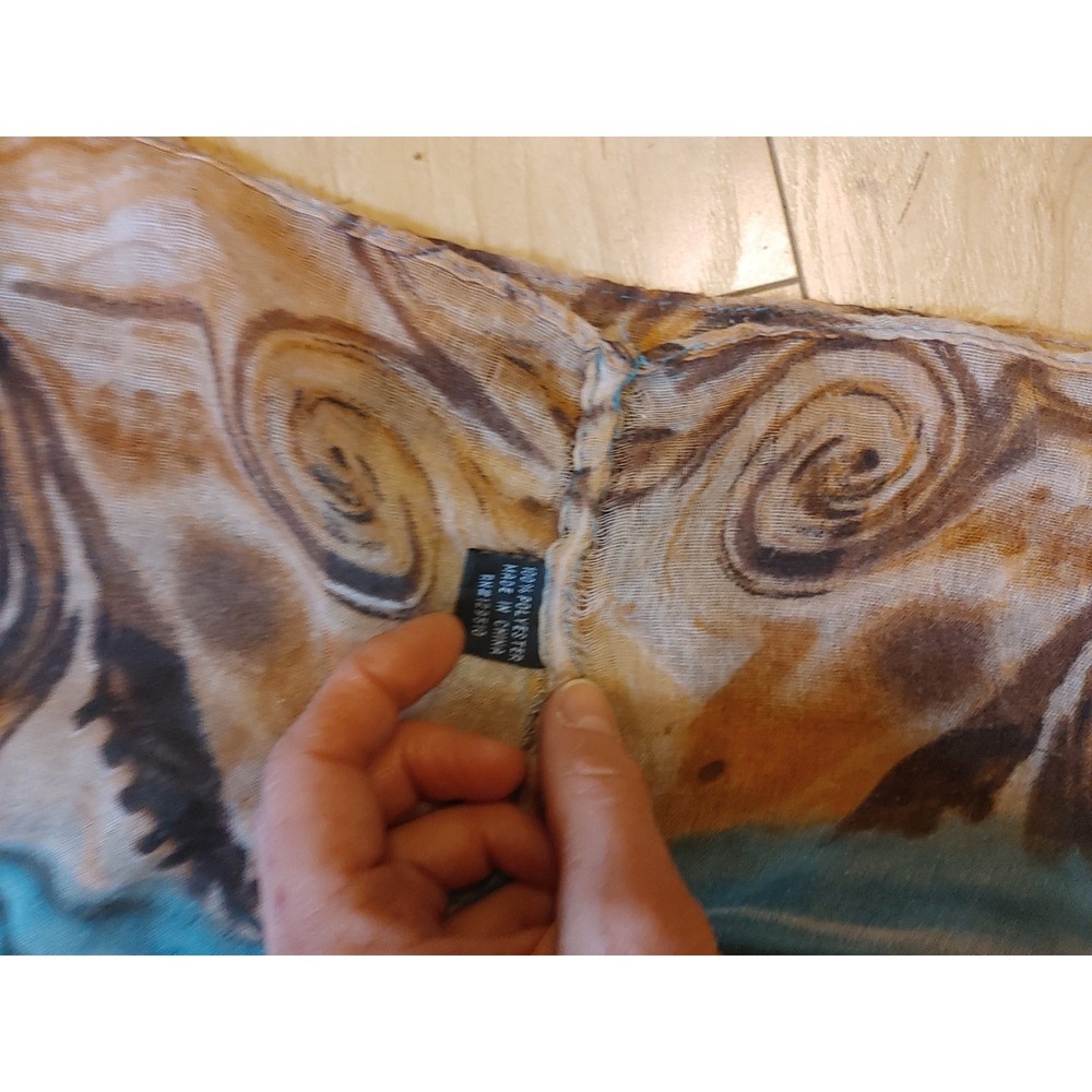 Turquoise Brown‎ Yellow orange  Infinity Scarf Shawl - Picture 5 of 5